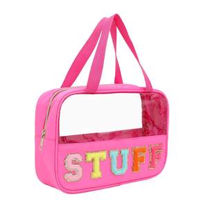 Bolsa de cosméticos de PVC <span class=keywords><strong>transparente</strong></span> personalizada, bolso de cuero <span class=keywords><strong>transparente</strong></span> impermeable OEM, maleta de mano para <span class=keywords><strong>maquillaje</strong></span>, bolsa de viaje para mujer con impresión de logotipo - Product Image 5