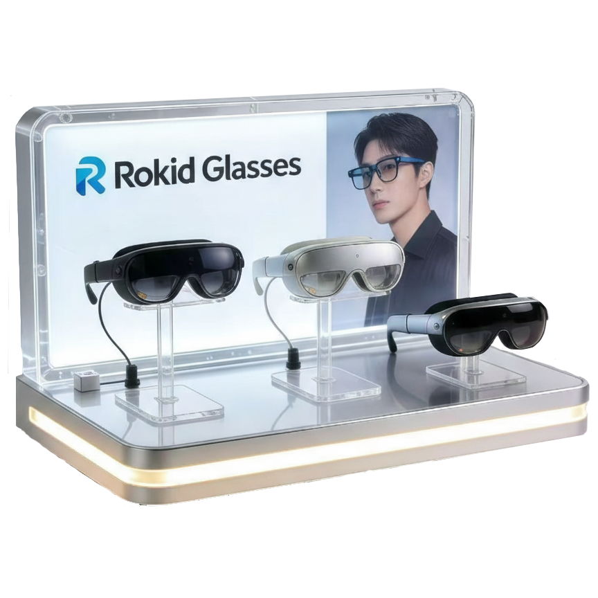 Apache Custom Acrylic Desktop AI Smart Glasses Display Stand with LED Light Box Eyewear Showstand for Electronic & Retail Store — view 2