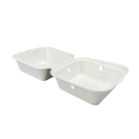 Vente en gros de boîtes à hamburgers en bagasse écologique à clapet 100% contenants compostables jetables boîte à croustilles de canne à sucre bagasse avec trou d'air