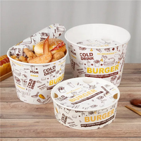 Cubo de papel Kfc personalizado, embalaje de alimentos de 32 oz, 85 oz, 130 oz, 150 oz, 170 oz, para freír pollo