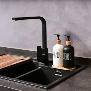 Dispenser di sapone per mani e piatti <span class=keywords><strong>in</strong></span> <span class=keywords><strong>vetro</strong></span> da cucina di alta qualità Dispenser di sapone ricaricabile per piatti bianchi da 500ML/16 once - Product Image 5