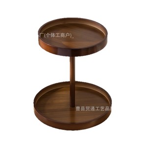 Wooden <b>Desktop</b> Storage Rack 2 Tier Round 360 Rotating Kitchen Countertop Organizer For Spices Cosmetics Perfume - Product Image 5