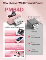 Imprimante d'étiquettes d'expédition thermique intelligente à écran tactile Phomemo PM64D 4x6 sans fil haute vitesse 150 mm/s pour petites entreprises