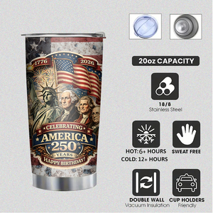 Gobelet isotherme en acier inoxydable de 20 oz avec paille, édition spéciale <span class=keywords><strong>250e</strong></span> anniversaire des États-Unis, en stock dans l'entrepôt américain, livraison gratuite - Product Image 5