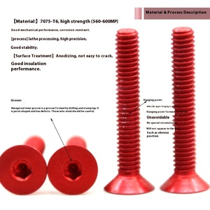 Vis à tête fraisée hexagonale M2-M10 en aluminium anodisé coloré 6061/6063/7075 - Certifiées ISO9001 - Product Image 5