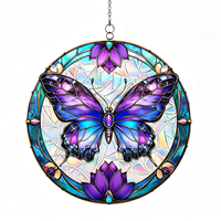 Attrape-soleil en peinture acrylique, design traditionnel, papillon arc-en-ciel, décoration intérieure, ornement de balcon d'été, 10 pouces
