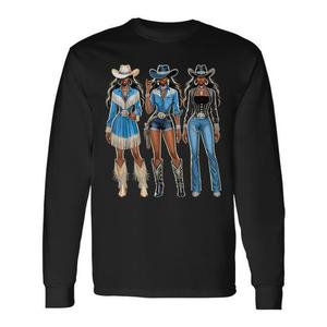 Maglietta a maniche lunghe nera da cowgirl Melanin Rodeo - Product Image 1