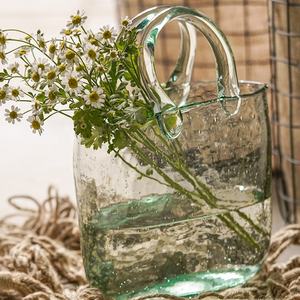 Recycled Glass Table Decoration Handbag &amp; Flower Glass <strong>Vase</strong> for Centerpiece - Product Image 5