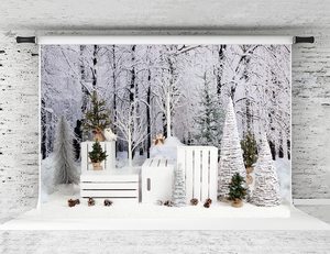 Forêt de neige d'hiver Cabane en bois Scénique <span class=keywords><strong>Fond</strong></span> d'écran personnalisé Décoration de fête du Nouvel An Photomaton <span class=keywords><strong>Fond</strong></span> d'écran de <span class=keywords><strong>studio</strong></span> - Product Image 1