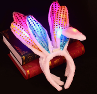 LED Işıklı Yumuşak Tavşan Kulakları Paskalya Peluş Kumaş Parti Süsleri Genç Cosplay Aksesuarı Fabrika Fiyatı Pilli