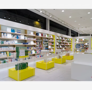 Aménagement intérieur de magasin médical : Vitrine et étagère de <span class=keywords><strong>pharmacie</strong></span> en bois et verre trempé avec éclairage LED - Product Image 2