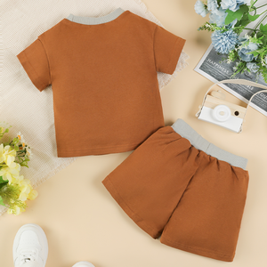 Ensemble T-shirt et <span class=keywords><strong>short</strong></span> en coton et polyester coloré pour bébés garçons, col rond, 2-3 ans, été - Product Image 3