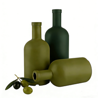 Bouteille en verre de style nordique personnalisée, vert mat, 50 ml, 100 ml, 200 ml, 375 ml, 500 ml, 750 ml, pour tequila, huile d'olive, avec bouchon et boîte d'emballage