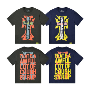 เสื้อยืดคุณภาพสูงสำหรับผู้ชายรุ่นใหม่ล่าสุด ลายพิมพ์ "THAT'S A AWFUL LOT OF COUPH SYRUP" สไตล์ลำลองหลวมๆ พิมพ์ลายแบบสแกนได้ ไซส์ใหญ่ - Product Image 2