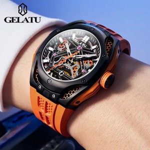 Reloj Mecánico GELATU de Diseño Hueco, Deportivo de Lujo, Totalmente Automático, con Correa de Silicona, Resistente al Agua, Reloj para Hombre - Product Image 5