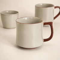 Ensemble de tasses en céramique, 3 tailles, poignée en terre cuite, sans BPA, anti-fuite, grande capacité, tasse à café ou à thé, passe au micro-ondes et au lave-vaisselle, personnalisable
