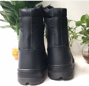 Botas Tácticas Negras HBP12-4 con Cremallera Lateral, Cuero Genuino, Tela de Nailon, Antideslizantes, con Costuras en Toda la Superficie y Protección en la Puntera - Product Image 3