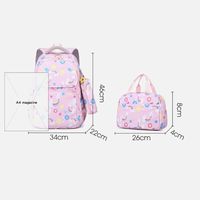 Sac à dos scolaire en nylon imperméable avec logo personnalisé et boîte à lunch, ensemble 3-en-1 avec USB, design mignon de dessin animé pour filles