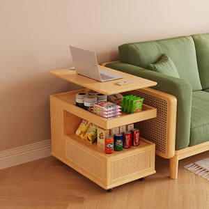 <b>Coffee</b> <b>Table</b> Solid Wood Adjustable Height Movable Storage Drawer Living Room Furniture Small Apartment Use - Product Image 2