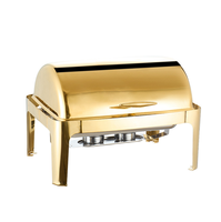 Edelstahl 201 Restaurant Buffet Servierset mit Dampfgarer und Alkoholheizung, 9L Fassungsvermögen für Catering Chafing Dish Warmhaltefunktion