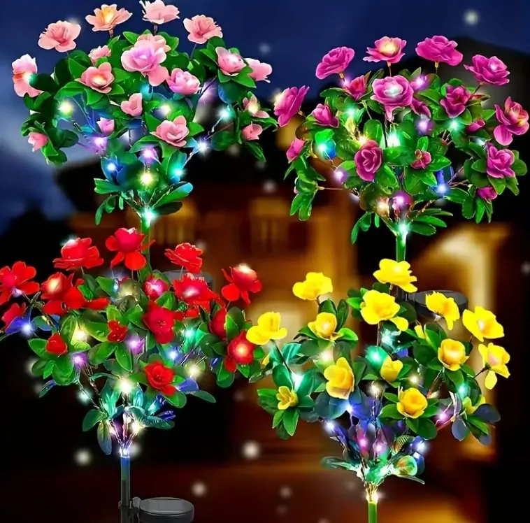 Fleurs de jardin Couleur LED Lumière solaire de jardin Imperméable à l'eau Décoration de festival extérieur Lumière de fleur Décoration de pelouse de cour