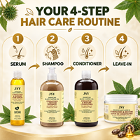 Ensemble de soins capillaires à l'huile de ricin noire jamaïcaine en marque propre avec shampoing, après-shampoing, crème sans rinçage et sérum pour cheveux secs et texturés