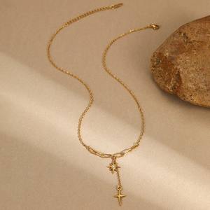 FY Fashion Minimalist Women Multi Layer <strong>Necklaces</strong> No Fade Stainless Steel Star Cross <strong>Coin</strong> Charms Pendant Layered Choker <strong>Necklace</strong> - Product Image 3