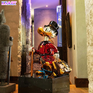 Scultura di Donald Duck Millionaire Elettroplaccata in Fibra di Vetro, Decorazione per Galleria, Artigianato in Resina a Tema Cartoni Animati - Product Image 4