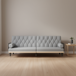 Divano Letto in Tessuto Grigio Chiaro 100% Poliestere Compensato Convertibile Moderno per Soggiorno 3 Posti D0100H791N2 - Product Image 2