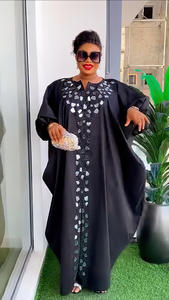 Robe Longue Grande Taille Africaine Brodée et Respirante pour Femmes, Vêtement <span class=keywords><strong>Kanga</strong></span>, Tenue Ankara, Abaya en Polyester, Modèle Court ZY - Product Image 4