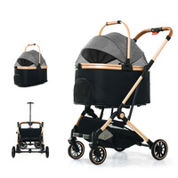Poussette pour animaux de compagnie, chien, chat, 4 roues, légère, détachable, pliable, chariot électrique à une touche, modèle en métal C106