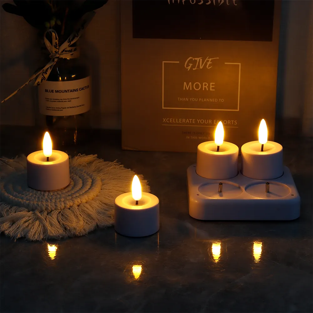 Rechargeable Cool White Electric LED Tea Light Safe Energy Saving LED Candle Lights Window Flameless Electric Candles
