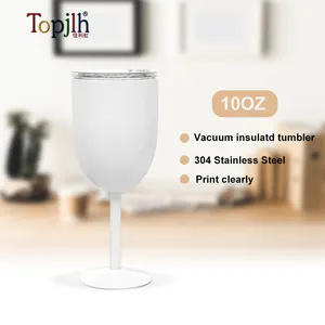 Topjlh 10oz Sublimation Blank Wine Tumbler Travel Mugs Wine chiller CUP EGG CUP Stainless Steel Vacuum wine chiller Cup set
