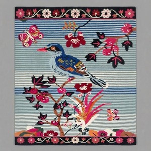 Premium Hand Tufted Wool <b>Bird</b> Rug Floral Botanical Design Handmade Area Carpet for <b>Living</b> Room Bedroom Apartment Hotel Nature - Product Image 3