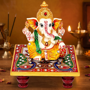 Nouvel Arrivage 2026 – Statue Artisanale Faite à la Main du Dieu Ganesh Ji en Marbre de Makrana, Motif Paon, Pierre Précieuse, Écologique - Product Image 3