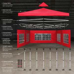 Red Pop up Canopy <b>Tent</b> All Seasons Waterproof UV Protection Oxford Fabric Event Shelter Portable <b>Garden</b> Party Marquee - Product Image 6