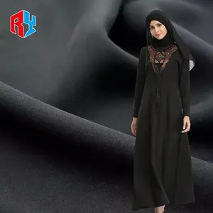 O preto premium da tela do abaya saudi nida personalizou a tela tecida do vestido do poliéster para mulheres