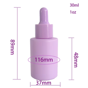 Botella de vidrio cilíndrica naranja con gotero para suero de cuidado de la piel de 30 ml con tapa de rosca y superficie transparente - Product Image 6