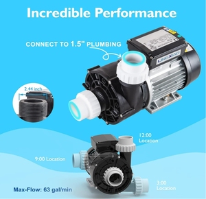 Bomba de Circulación <span class=keywords><strong>para</strong></span> SPA y <span class=keywords><strong>Jacuzzi</strong></span> WTC50M con Diseño Moderno, <span class=keywords><strong>Motor</strong></span> de Bomba LX de 0.35HP, 230V, Puerto de 1.5 Pulgadas - Product Image 4