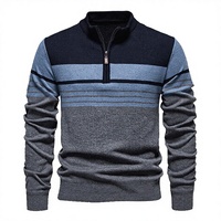 Pull en tricot décontracté d'hiver anti-rides à manches longues avec fermeture éclair et logo personnalisé OEM pour hommes
