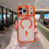 IVYMAX Magnetische Kleurrijke Wave Transparante Verborgen Stand Telefoonhoes met Camera Ringstandaard voor iPhone 16 17 18 Pro Max Cover
