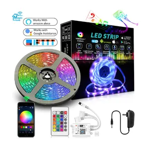 Tira de luz de led inteligente, wifi, controle do aplicativo, smd, rgb, cor inteligente, luzes de tira