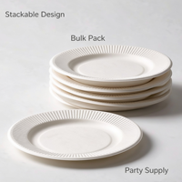 Assiettes biodégradables en bagasse de canne à sucre côtelées de 6, 7 et 8 pouces, compostables et jetables, pour desserts, mariages, fêtes et traiteurs - Vente en gros