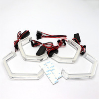 Nouvelles feux de signalisation LED Angel Eyes bicolores en forme de crochet, blanc ambre, étanches IP68, 12V, universels pour la modification des phares de voiture