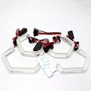 Nouvelles <span class=keywords><strong>feux</strong></span> de signalisation LED <span class=keywords><strong>Angel</strong></span> <span class=keywords><strong>Eyes</strong></span> bicolores en forme de crochet, blanc ambre, étanches IP68, 12V, universels pour la modification des phares de voiture - Product Image 6
