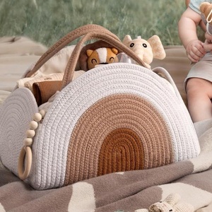 Cotton <strong>Rope</strong> Baby Diaper Caddy Organizer <strong>Basket</strong> Large Baby Shower Caddy Nursery Bin Newborn Essentials <strong>Basket</strong> With Handle - Product Image 1