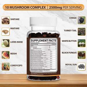Oem/ODM nhãn hiệu riêng nấm Gummies 10 nấm phức tạp 2500 mg nấm với sư tử của bờm, đông trùng hạ thảo, <span class=keywords><strong>Shiitake</strong></span>, Reishi - Product Image 3