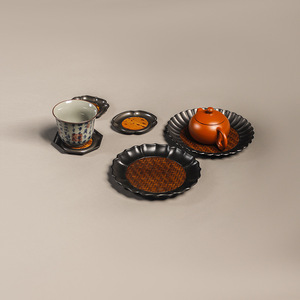 Support de théière doublé de bambou, sous-verre pour service à thé en argile violette, design fleur de lotus, accessoires de cérémonie du thé, plateau de préparation à sec - Product Image 2