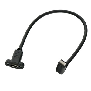 Cable de extensión tipo C con conector en ángulo, orificio para tornillo, cable de datos USB 3.2 de función completa macho a hembra. - Product Image 1