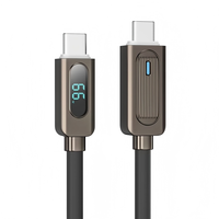 Câble de charge rapide USB C vers USB C avec affichage LED, vitesse de 480 Mbps, câble de données de charge rapide Type C 65W pour iPhone 16, iPad Mini 6